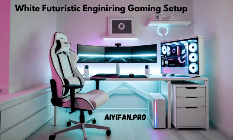 white futuristic enginiring gaming setup